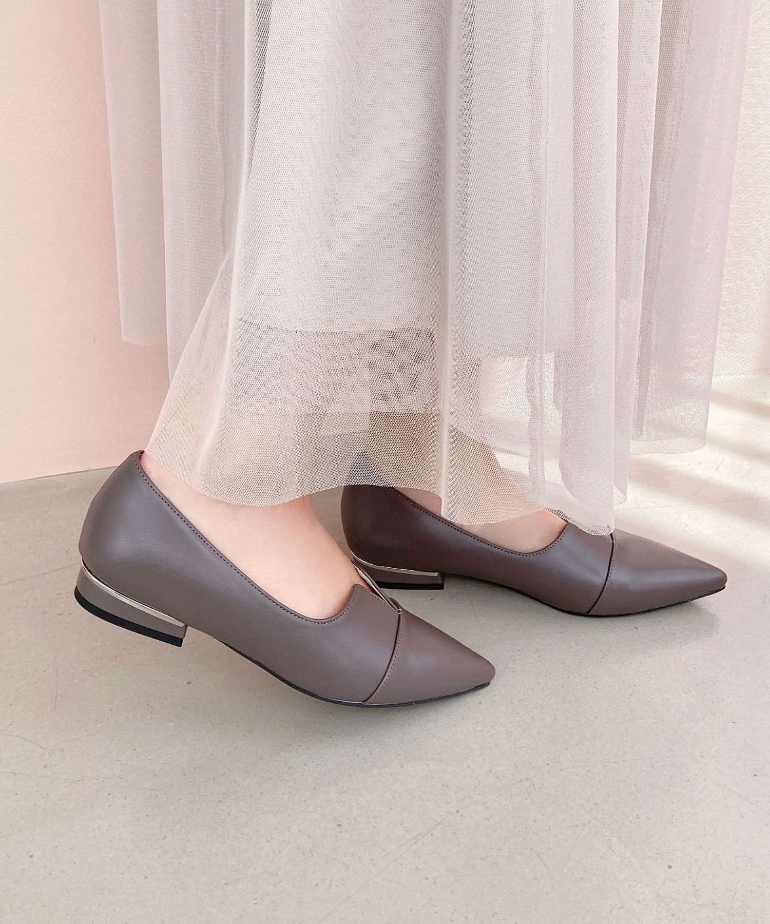 ORiental TRaffic「【WEB限定】メタリックライン フラット パンプス /45303 スリットパンプス 通勤靴」|パンプス|