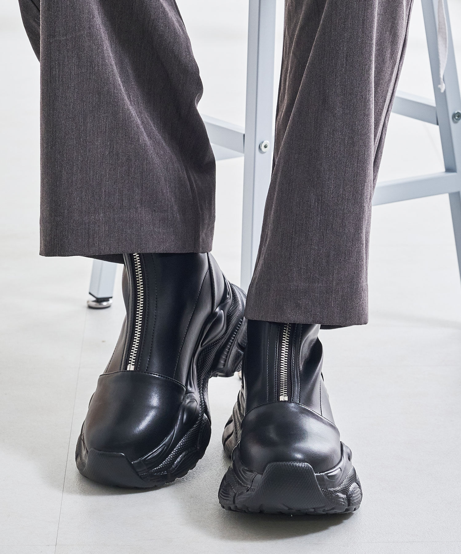 ORiental TRaffic「フロントジップスニーカーソールブーツ/41437」|ショートブーツ|BLACK