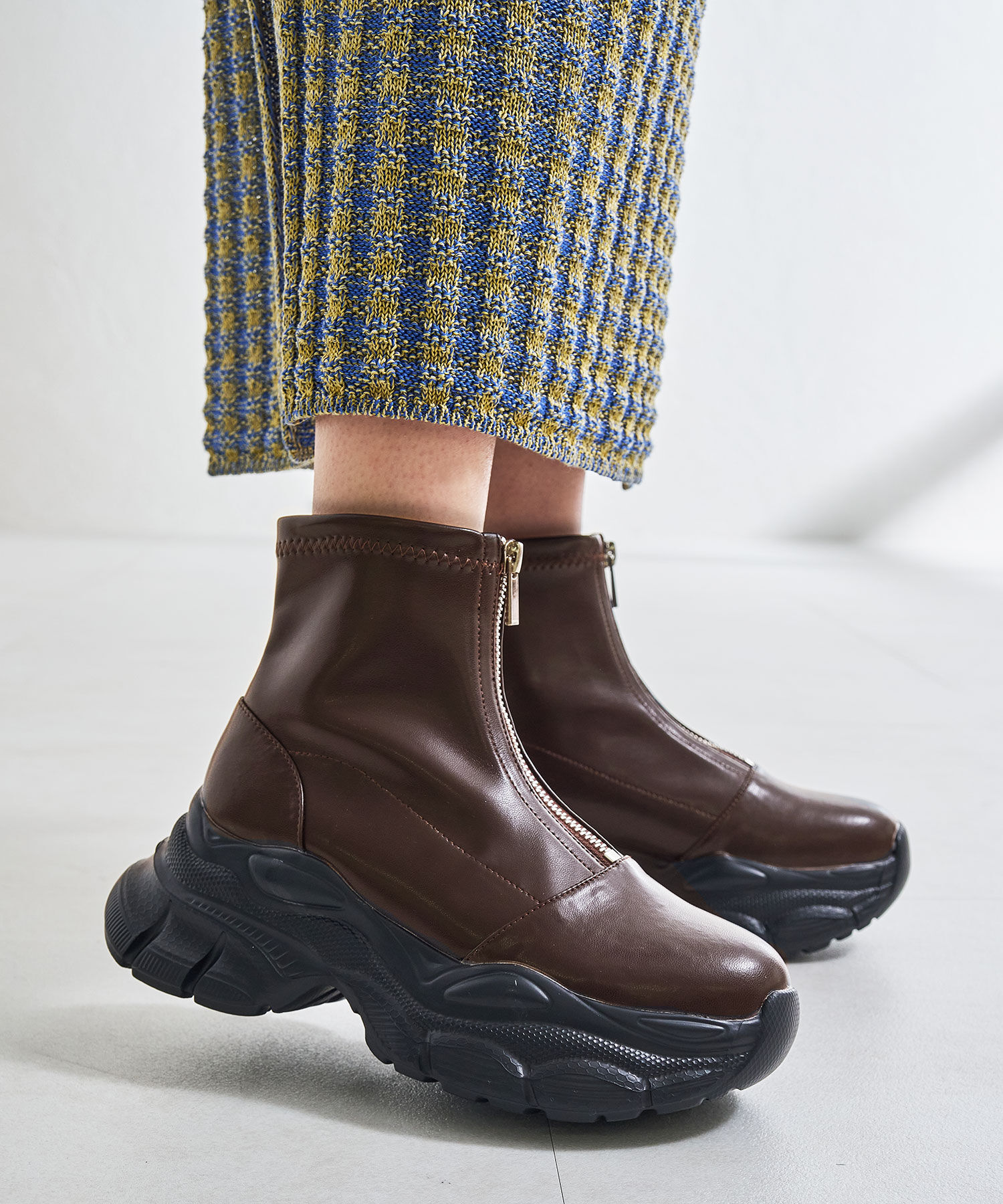 ORiental TRaffic「フロントジップスニーカーソールブーツ/41437」|ショートブーツ|BROWN