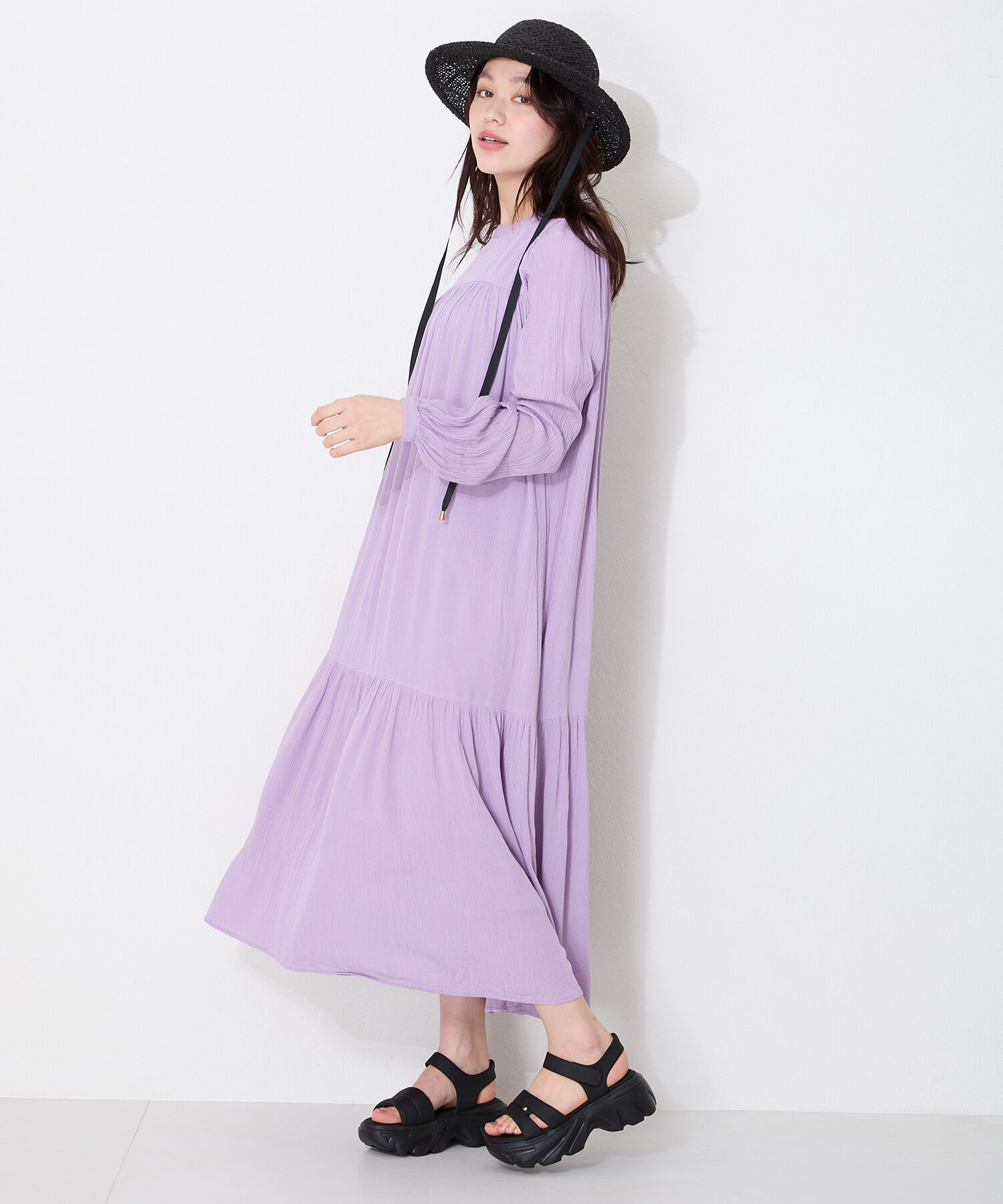 ORiental TRaffic「カットデザインパデット厚底サンダル/51206 サンダル 厚底 トレンド 人気 軽い」|サンダル|