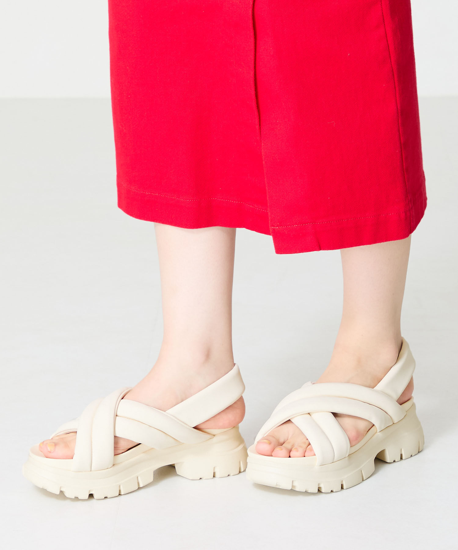 ORiental TRaffic「【トレンド】クロスベルト厚底サンダル/51201 サンダル 厚底 人気 売れてる」|サンダル|