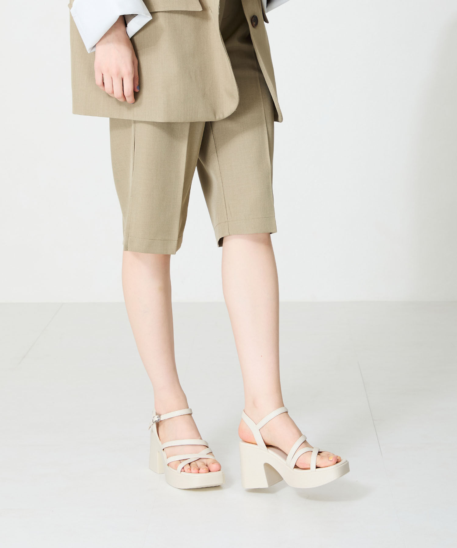 ORiental TRaffic「ナローストラップ厚底ヒールサンダル/51203 サンダル 厚底 ヒール9.3cm 人気 トレンド」|サンダル|