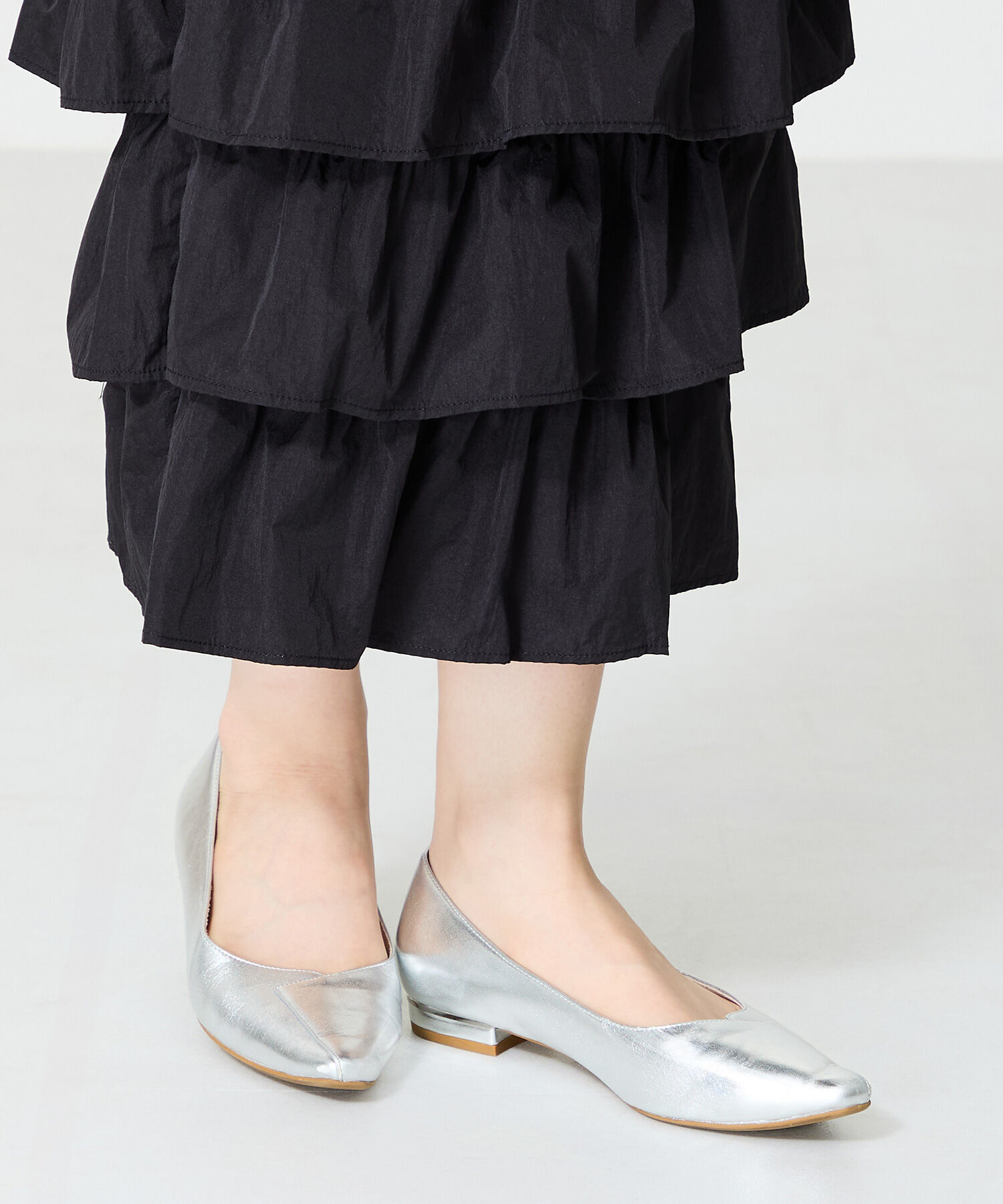 ORiental TRaffic「アシンメトリーデザイン フラット パンプス /55102 通勤靴 すっきりシルエット」|パンプス|