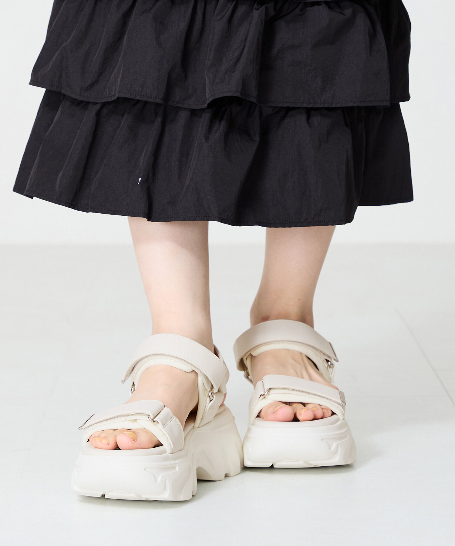 ORiental TRaffic「ボリュームソールベルトスポサン/51212 サンダル 厚底 人気 売れてる」|サンダル|