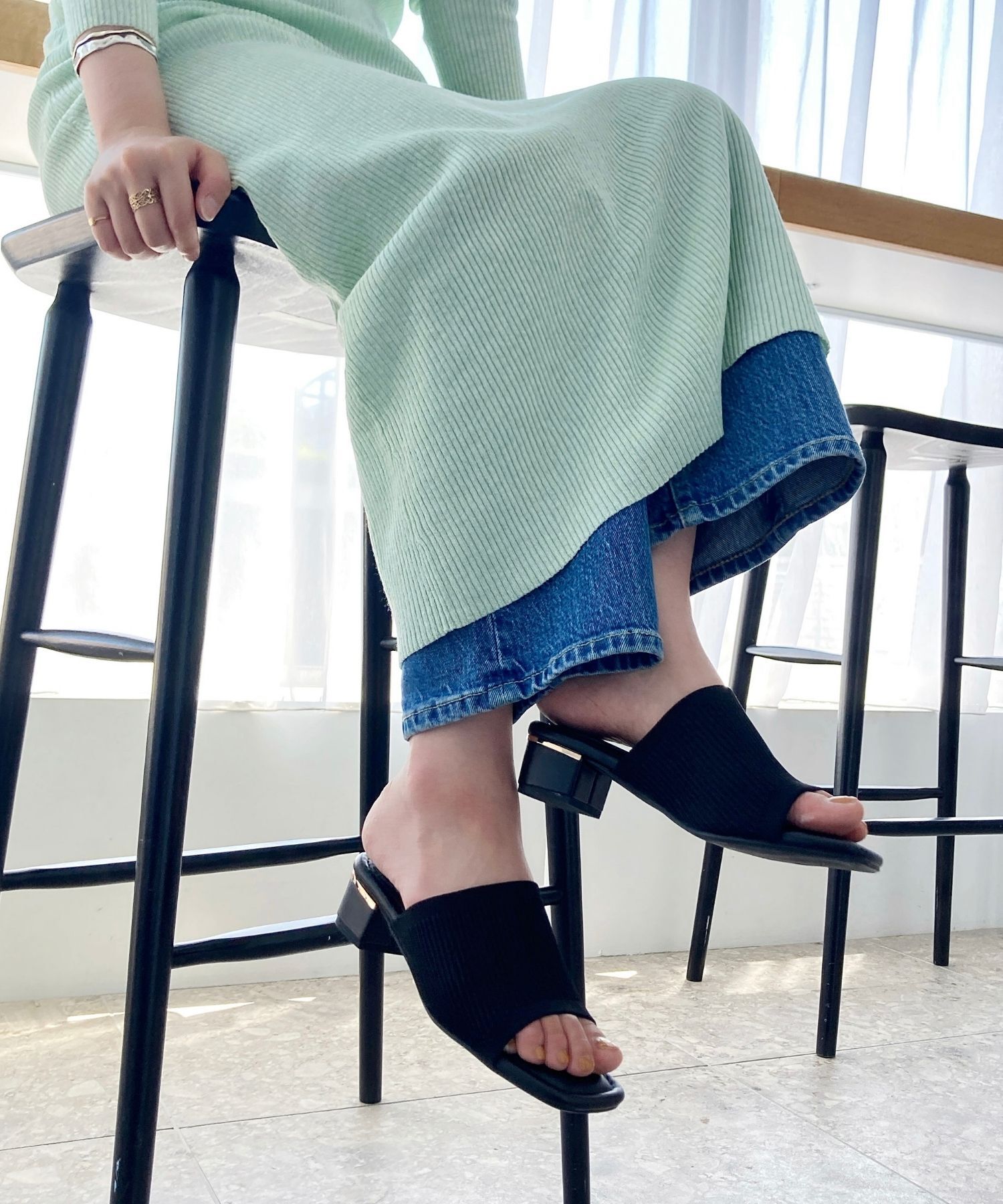 WA Oriental TRaffic「ニットミュールサンダル/52207 ミュール ニット トレンド サンダル 柔らかい 人気」|サンダル|