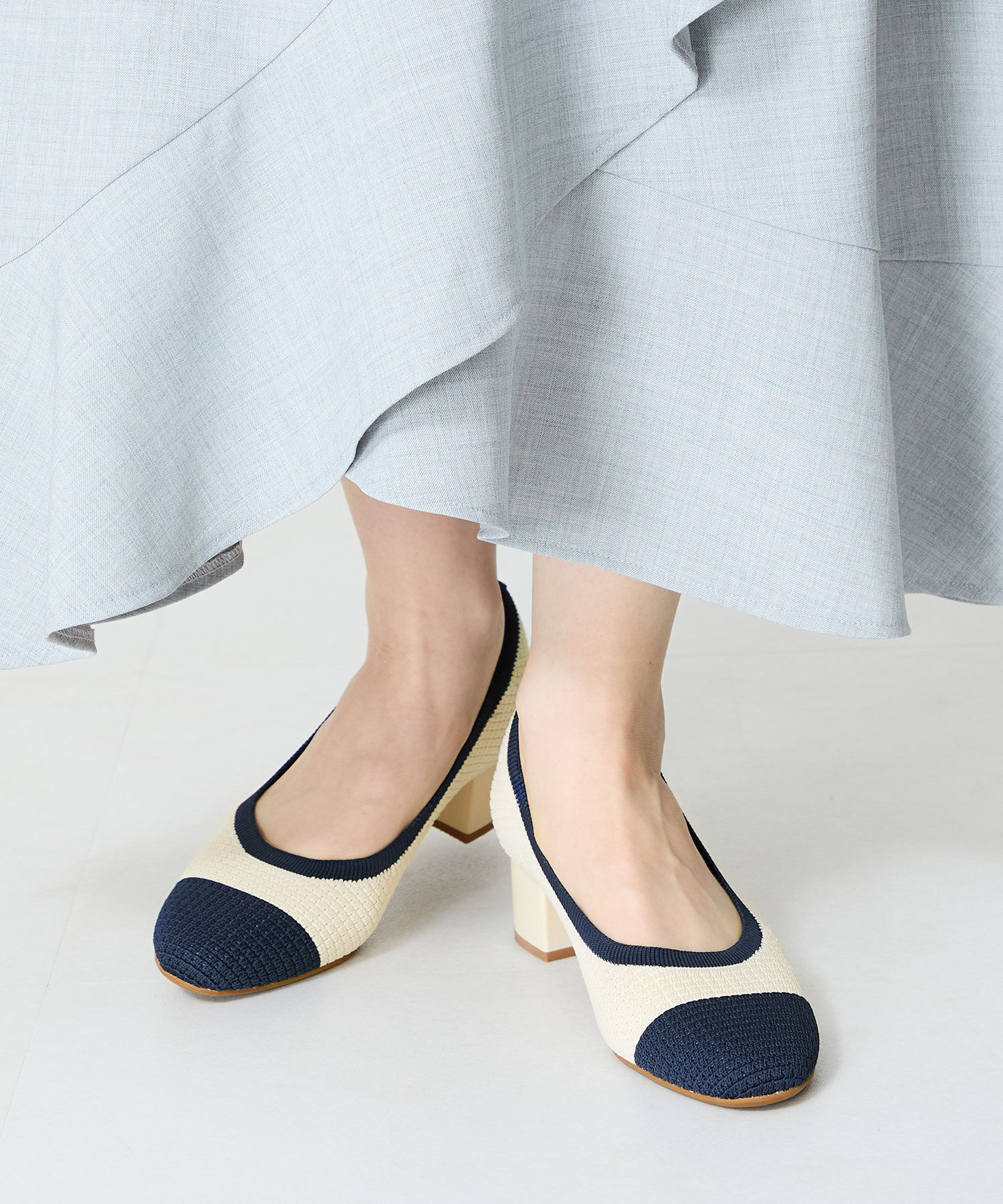 ORiental TRaffic「【跳べるパンプス/シリーズ累計１５０万足突破】ラウンドトゥ ニット ヒール/R-3219 パンプス」|パンプス|