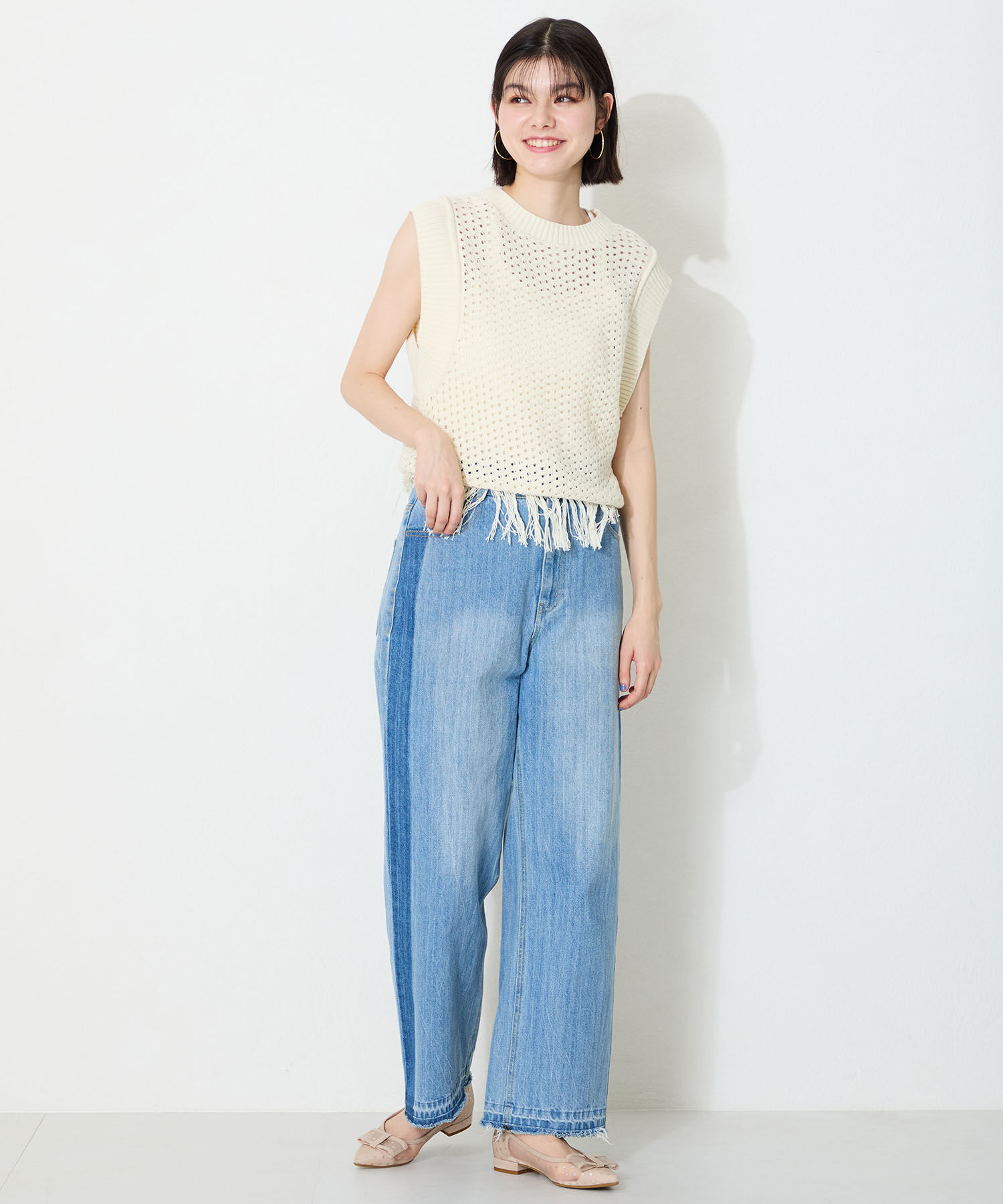 ORiental TRaffic「ドットチュールリボンフラットパンプス/51123 トレンド 人気 フラット フェミニン」|パンプス|