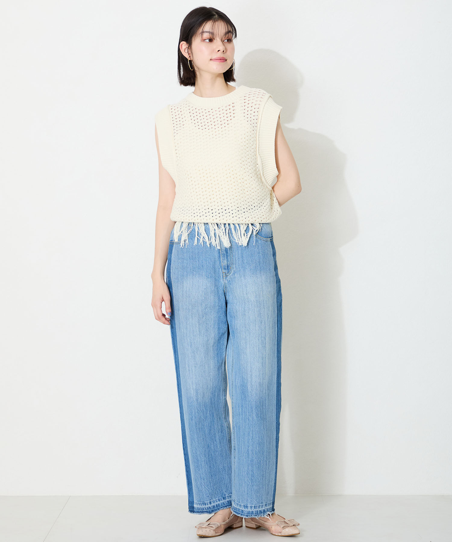 ORiental TRaffic「ドットチュールリボンフラットパンプス/51123 トレンド 人気 フラット フェミニン」|パンプス|