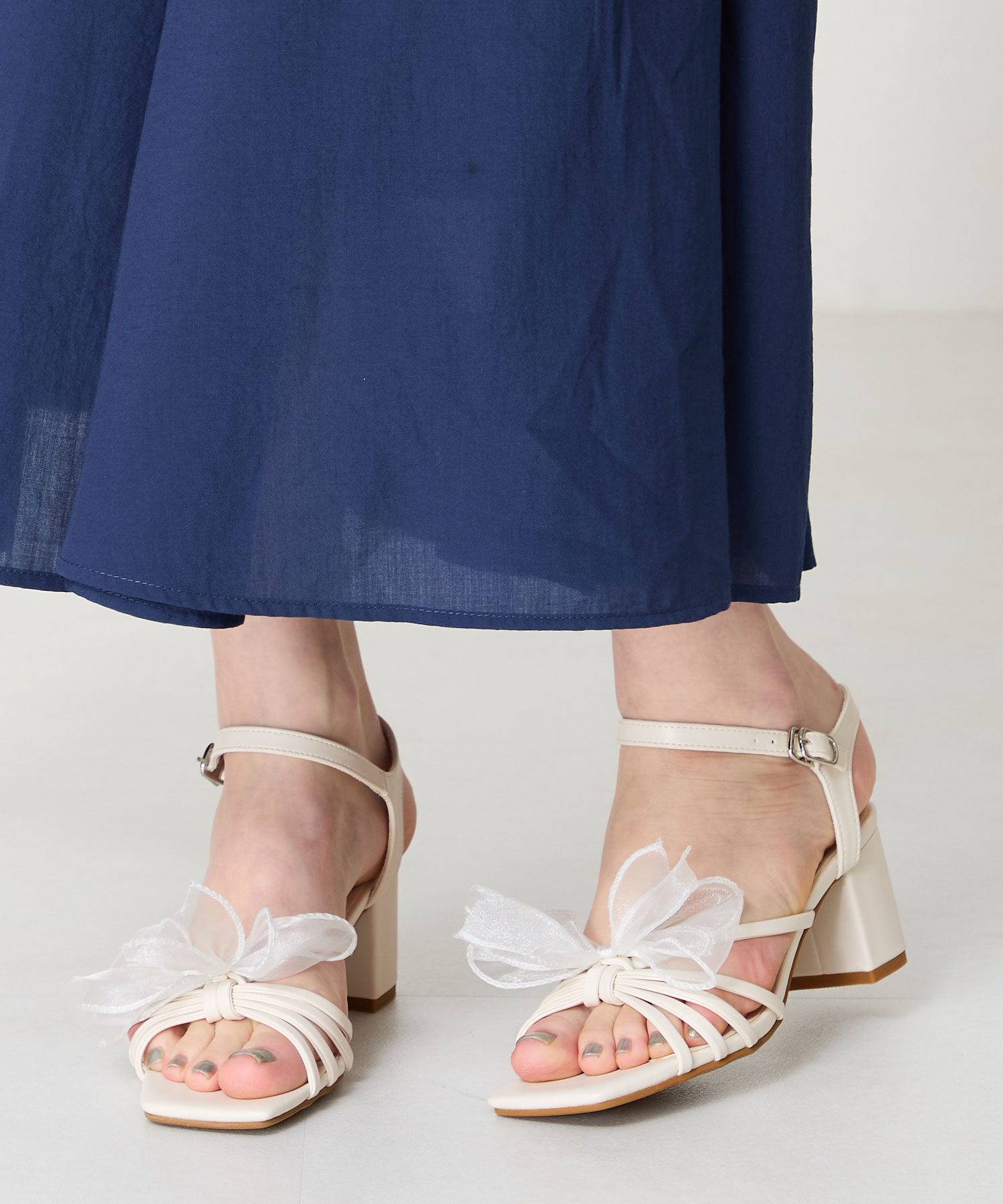 ORiental TRaffic「ビッグチュールリボンヒールサンダル/51220 サンダル 人気 トレンド」|サンダル|WHITE