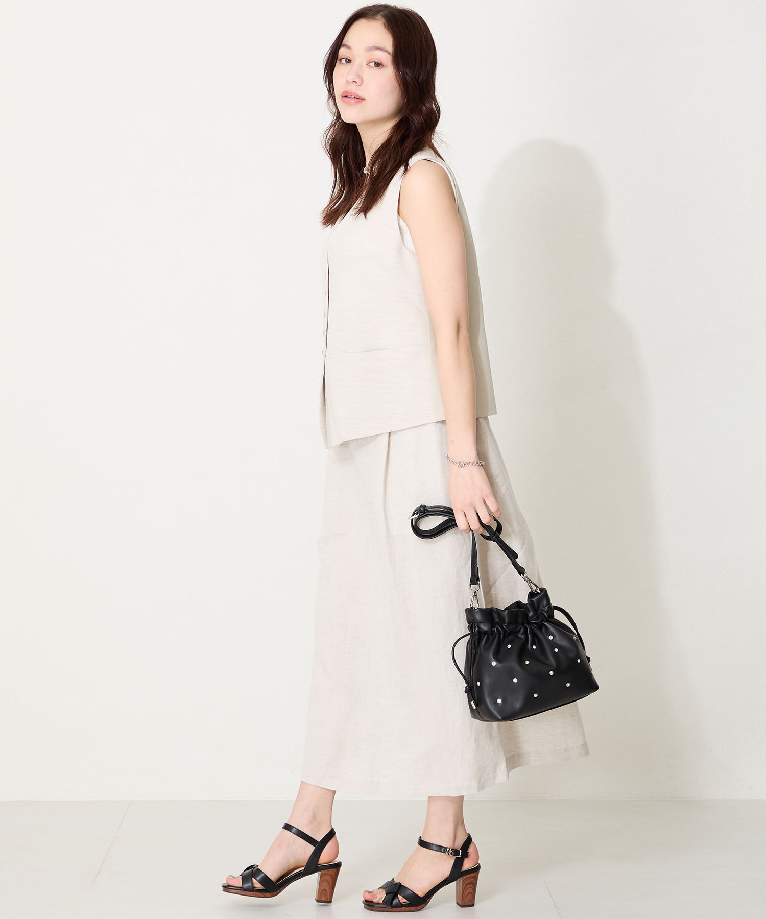 ORiental TRaffic「リボンベルトウッドヒールサンダル/51225 サンダル 人気 ヒール8.2cm」|サンダル|