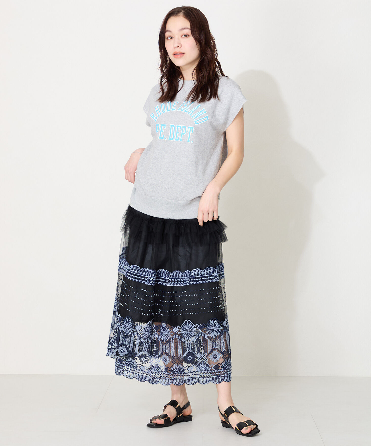 WA Oriental TRaffic「ゴールドモチーフフラットサンダル/52211 サンダル フラット スクエアトゥ クッション」|サンダル|