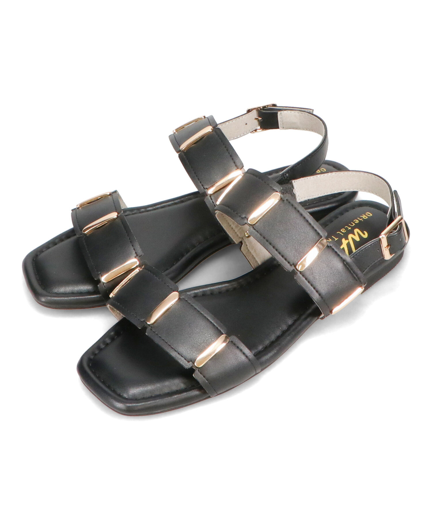 WA Oriental TRaffic「ゴールドモチーフフラットサンダル/52211 サンダル フラット スクエアトゥ クッション」|サンダル|