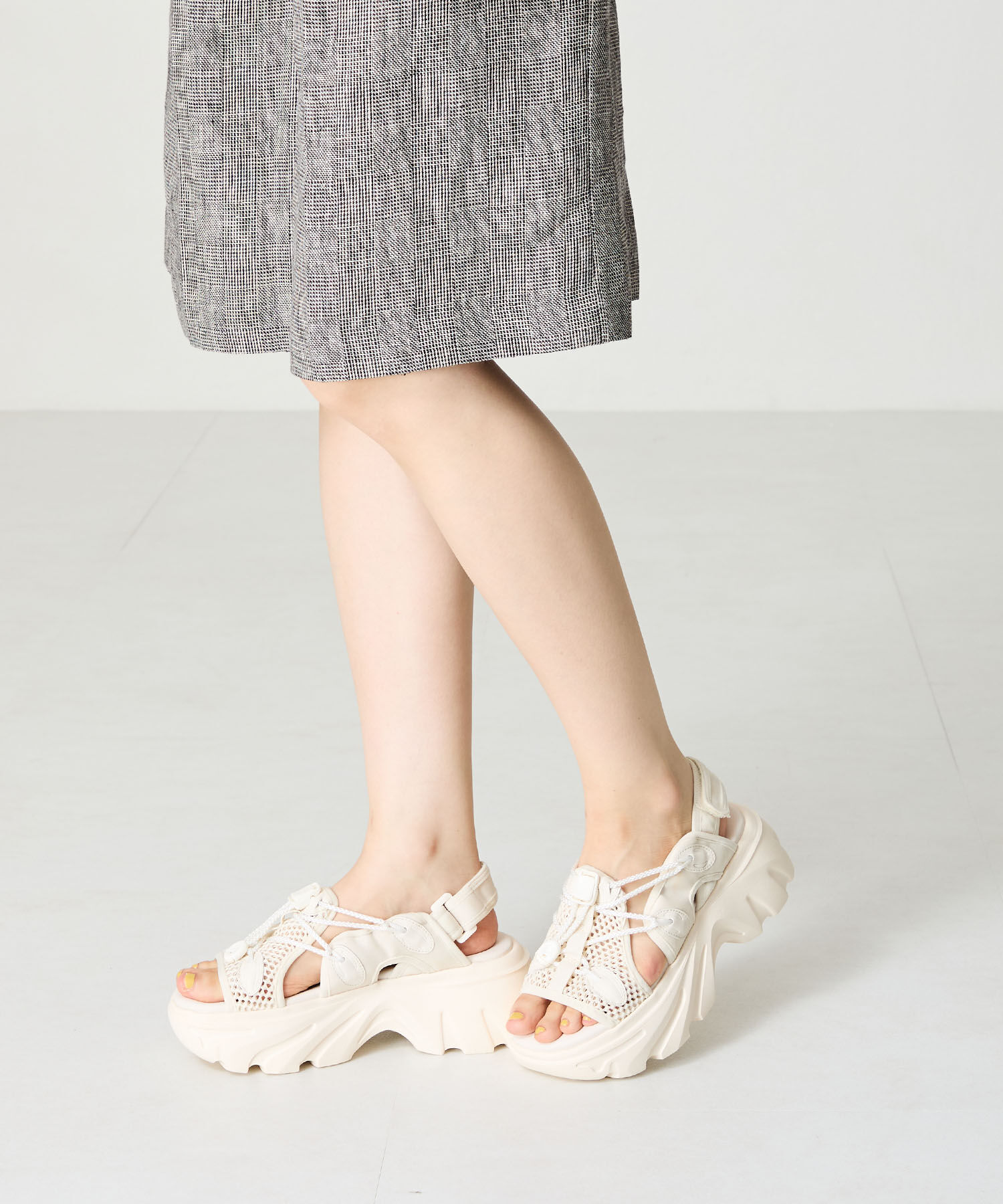 ORiental TRaffic「ドローコード&times;メッシュ厚底サンダル/51210 サンダル 厚底　メッシュ トレンド」|サンダル|