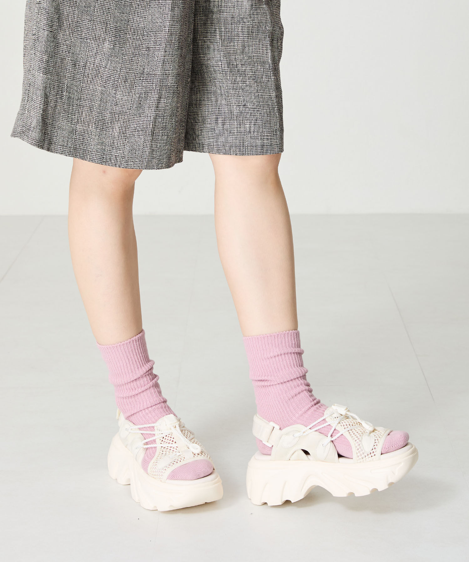 ORiental TRaffic「ドローコード&times;メッシュ厚底サンダル/51210 サンダル 厚底　メッシュ トレンド」|サンダル|