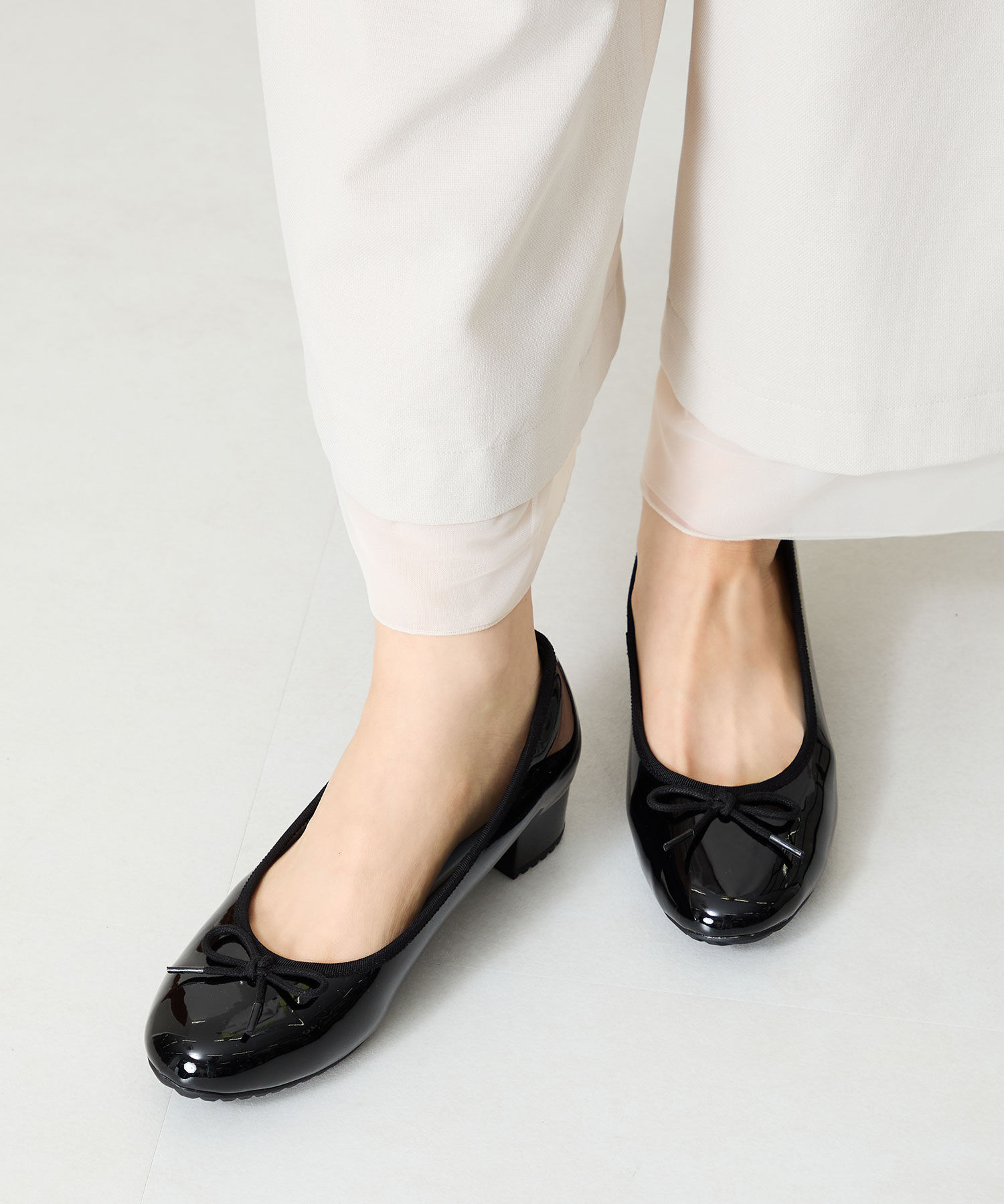 ORiental TRaffic「【防水】 ラウンドトゥ ヒール レインパンプス /R-1023 晴雨兼用 パンプス バレエシューズ クッション」|パンプス|BLACK