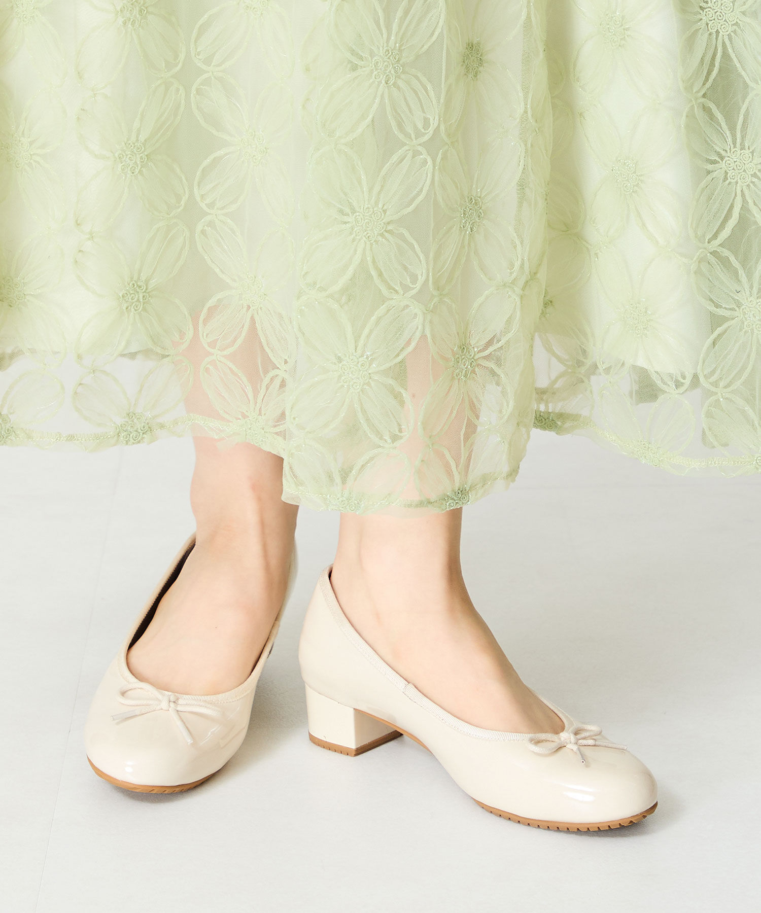 ORiental TRaffic「【防水】 ラウンドトゥ ヒール レインパンプス /R-1023 晴雨兼用 パンプス バレエシューズ クッション」|パンプス|WHITE