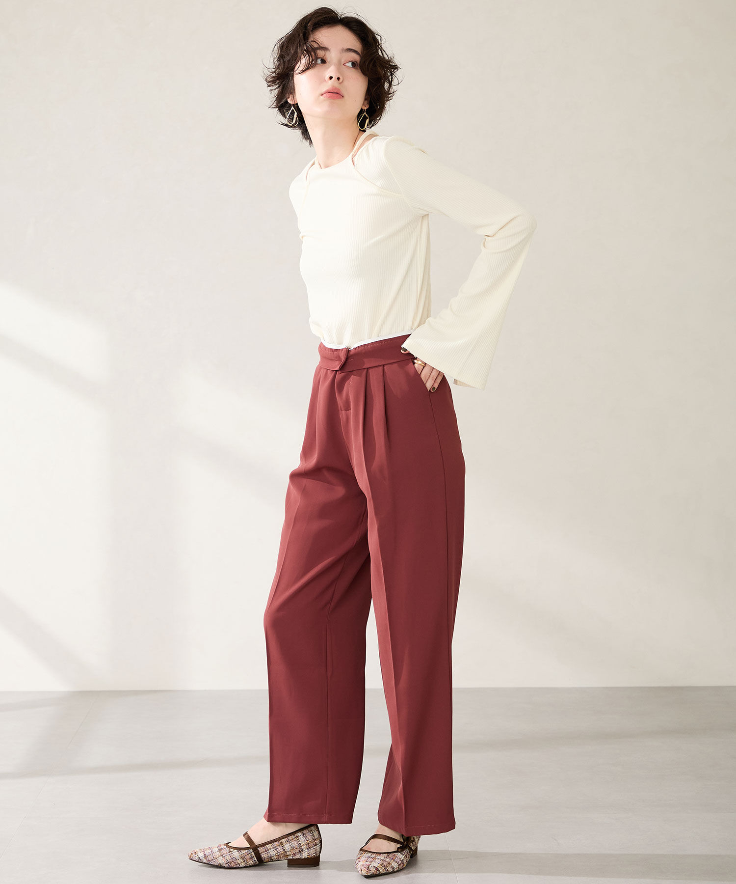 ORiental TRaffic「ポインテッドトゥ ツイード パンプス /51319 ストラップ」|パンプス|