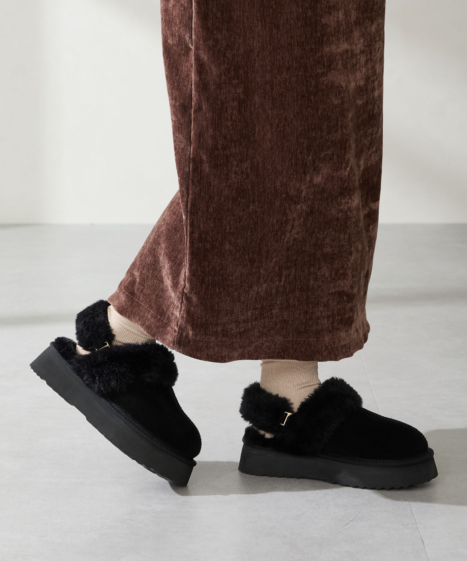 ORiental TRaffic「【 厚底 】 ムートン 2way サンダル /51320 防寒」|サンダル|