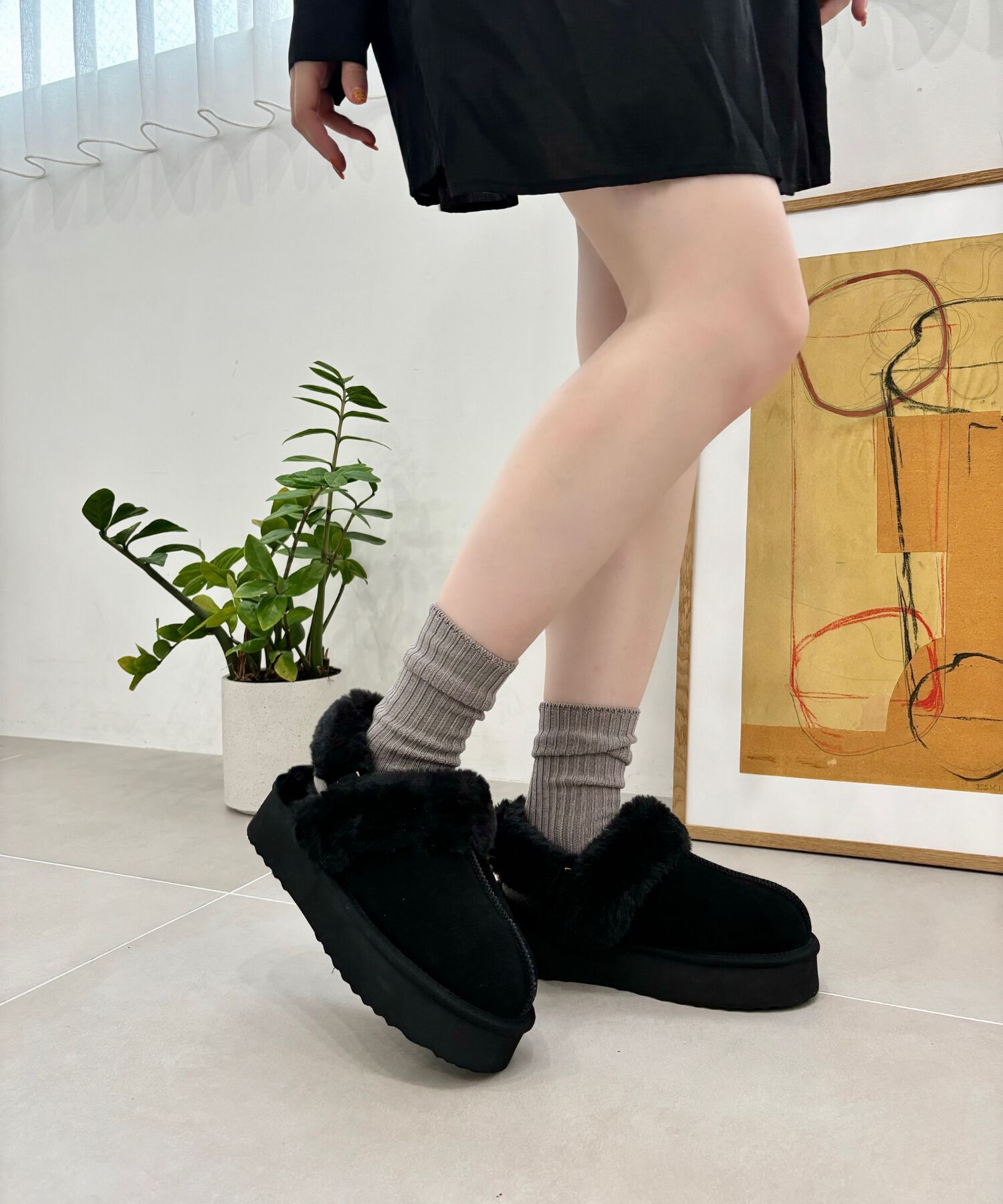 ORiental TRaffic「【 厚底 】 ムートン 2way サンダル /51320 防寒」|サンダル|