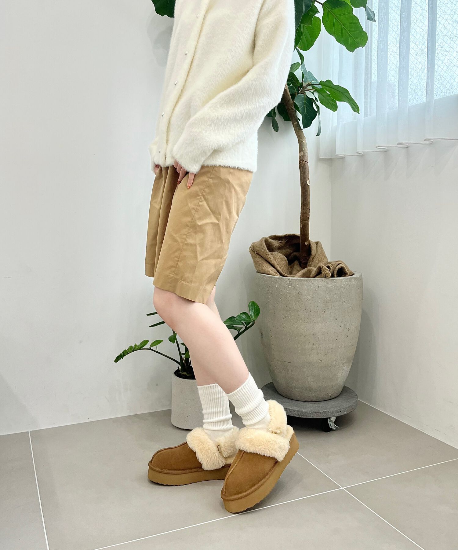 ORiental TRaffic「【 厚底 】 ムートン 2way サンダル /51320 防寒」|サンダル|