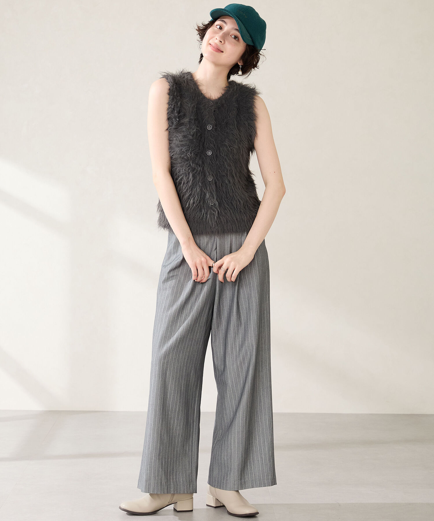 WA Oriental TRaffic「サークルバックル ショートブーツ /52401 ヒール4.5ｃｍ 太ヒール」|ショートブーツ|