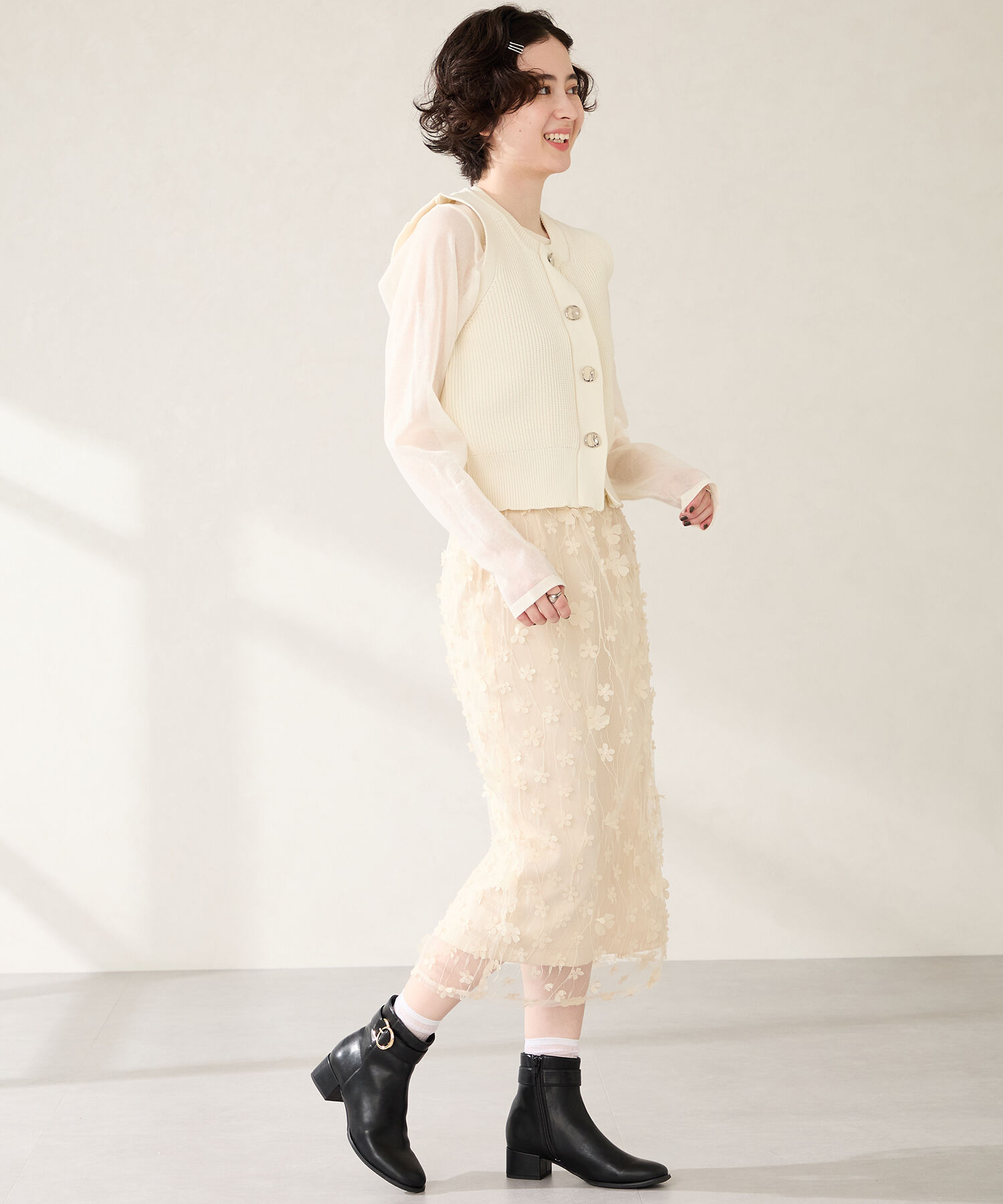 WA Oriental TRaffic「サークルバックル ショートブーツ /52401 ヒール4.5ｃｍ 太ヒール」|ショートブーツ|