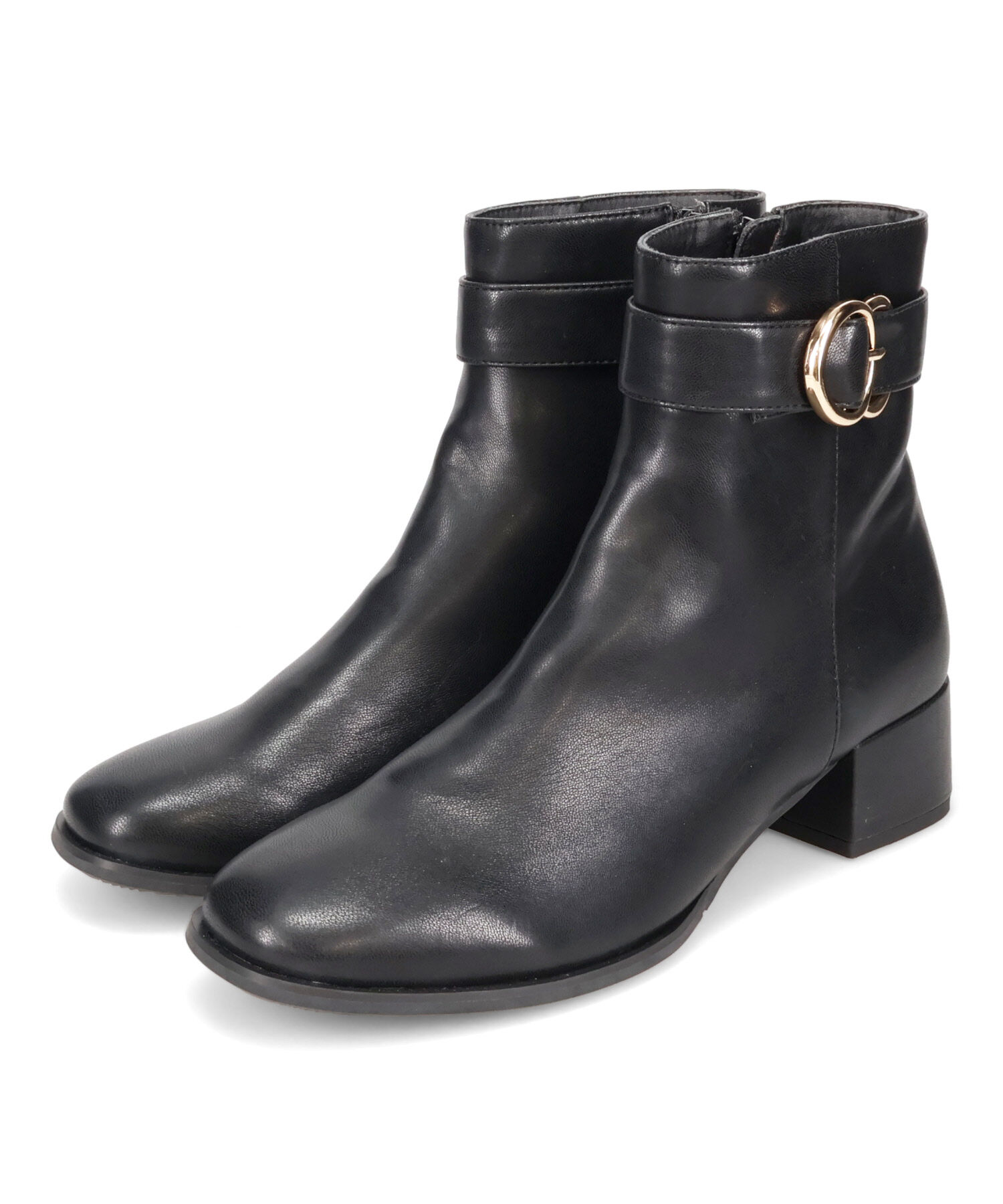 WA Oriental TRaffic「サークルバックル ショートブーツ /52401 ヒール4.5ｃｍ 太ヒール」|ショートブーツ|