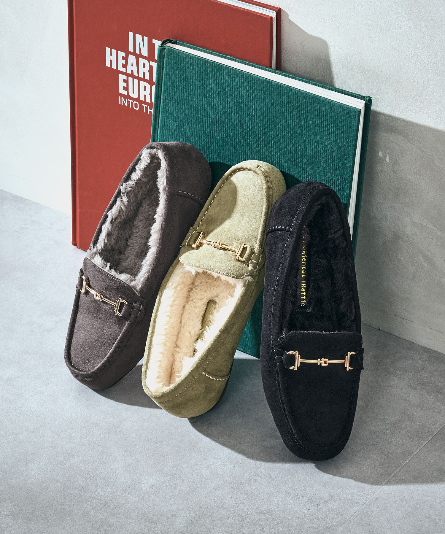 WA Oriental TRaffic「 ビット モチーフ付き ファー モカシン /52318 ムートン 防寒」|モカシン|