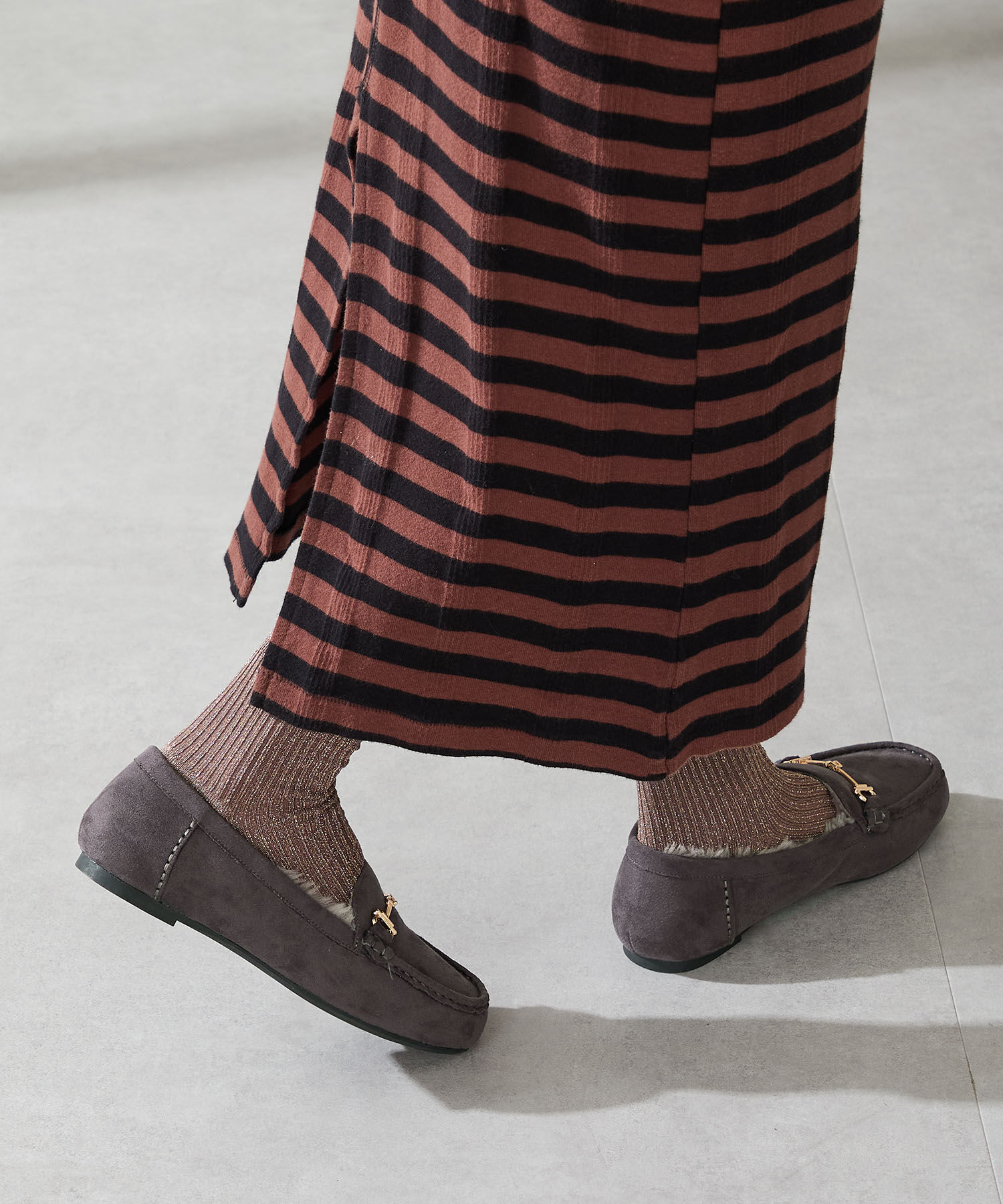 WA Oriental TRaffic「 ビット モチーフ付き ファー モカシン /52318 ムートン 防寒」|モカシン|