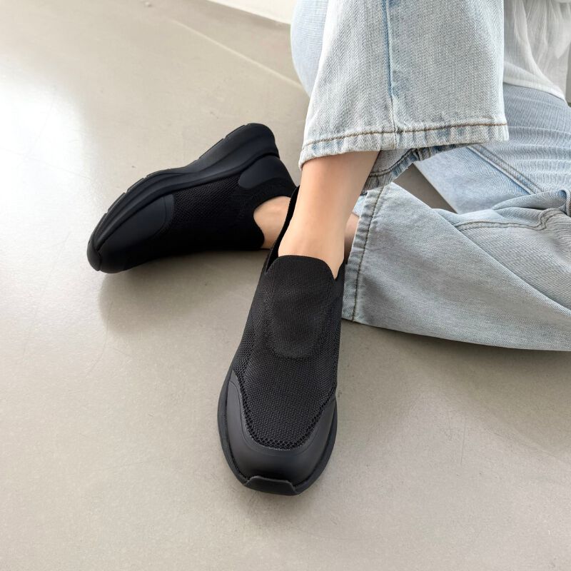 ORiental TRaffic「●2026春夏新作●【 瞬間フィット 】 ニット 防水 スニーカー /OT3799」|スニーカー|BLACK/BLACK