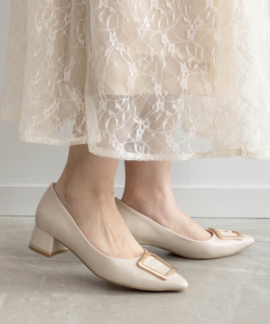  「スクエアゴールドパーツパンプス」|パンプス|