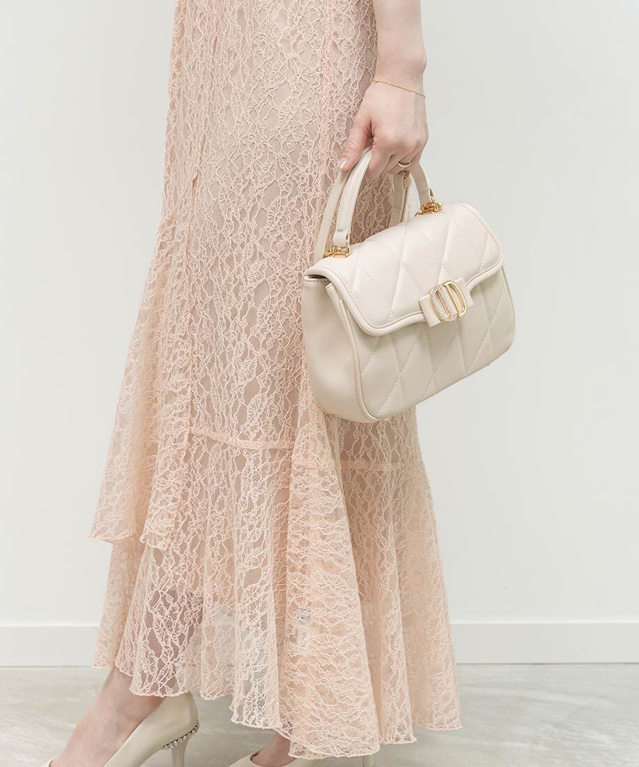  「2WAY ビジューパーツキルティングハンドバッグ」|ハンドバッグ|