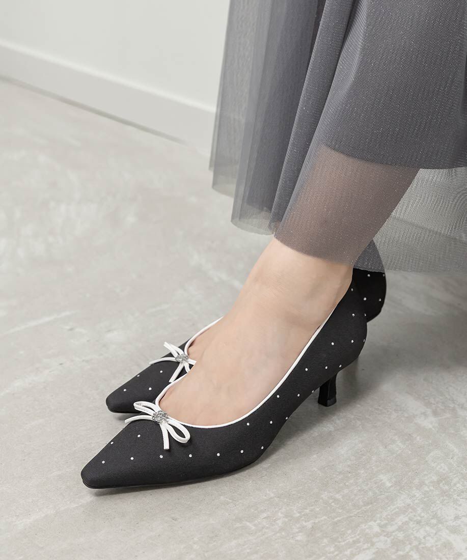  「モノグラムパーツリボンパンプス」|パンプス|ブラック