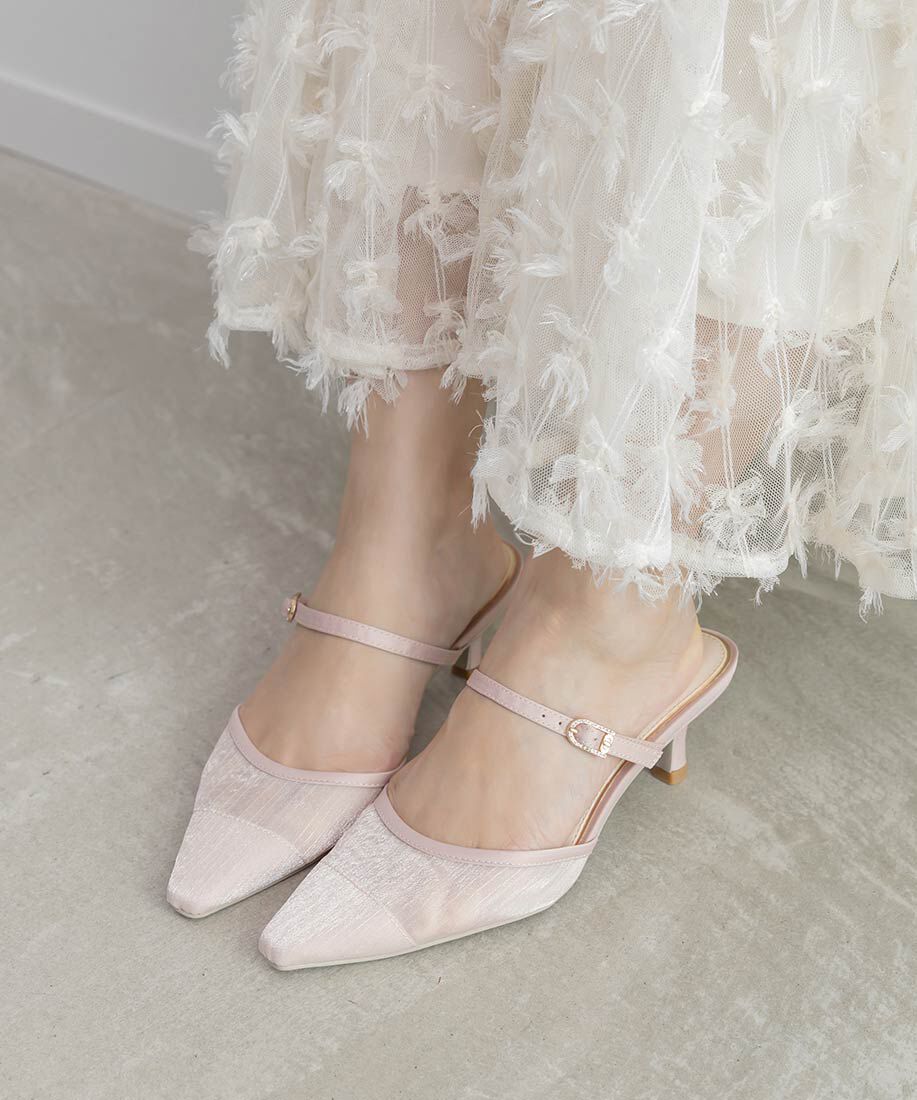  「ビジューバックルシアーミュールパンプス」|パンプス|ピンク