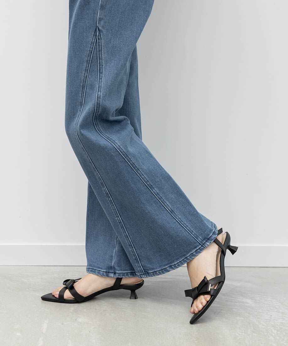  「リボンデザインポインテッドトゥサンダル」|サンダル|