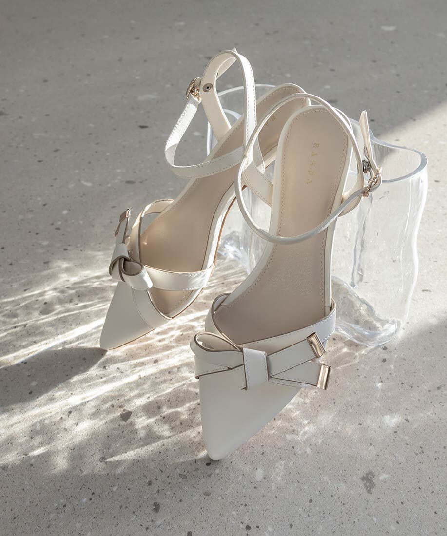  「リボンデザインポインテッドトゥサンダル」|サンダル|