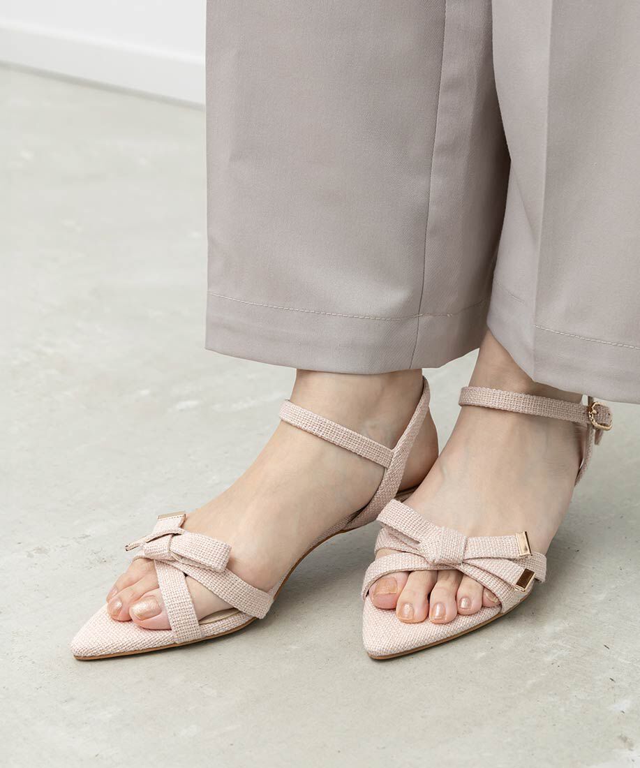  「リボンデザインポインテッドトゥサンダル」|サンダル|