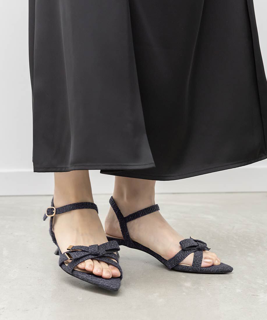  「リボンデザインポインテッドトゥサンダル」|サンダル|