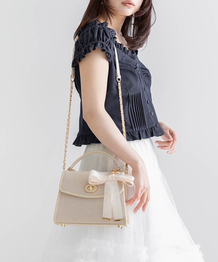  「2WAY リボンチャームハンドバッグ」|ハンドバッグ|