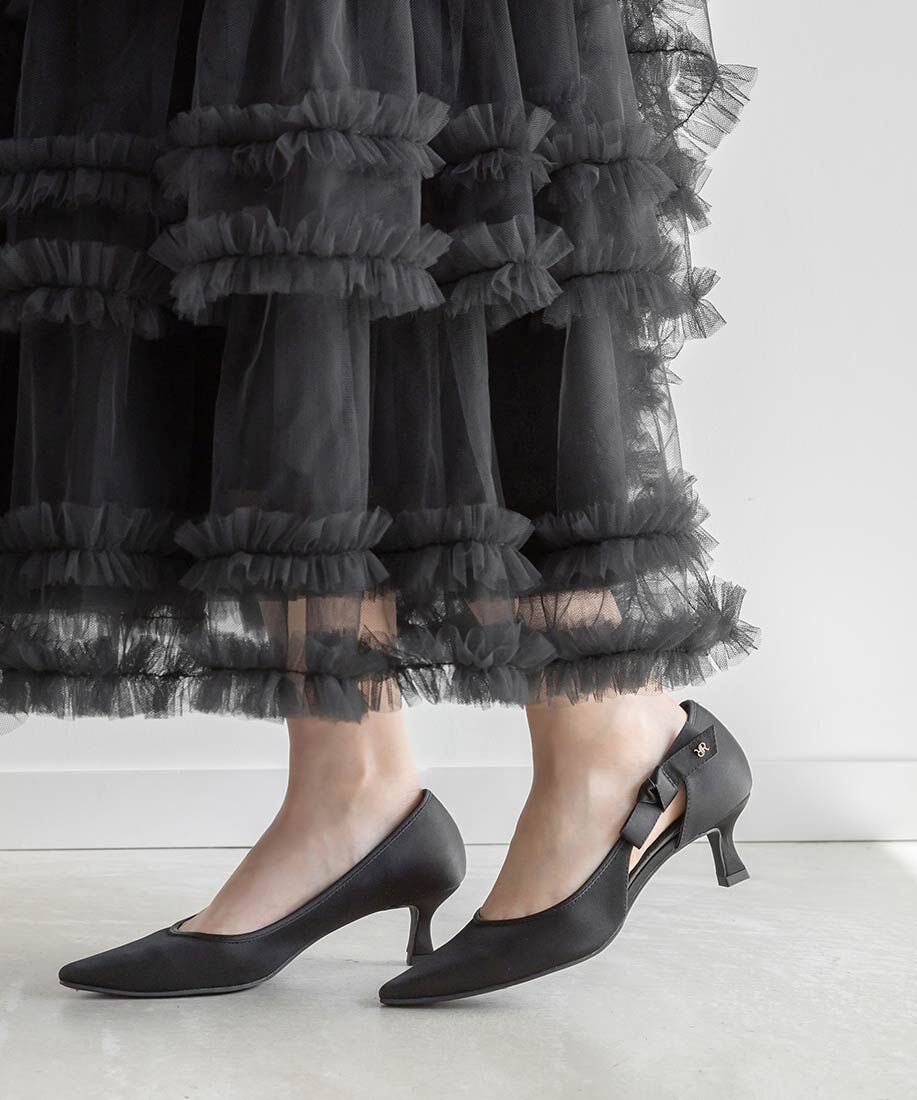  「リボンデザインサイドオープンパンプス」|パンプス|