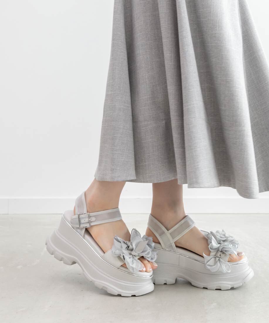  「ミニリボンボリュームソールスポーツサンダル」|サンダル|