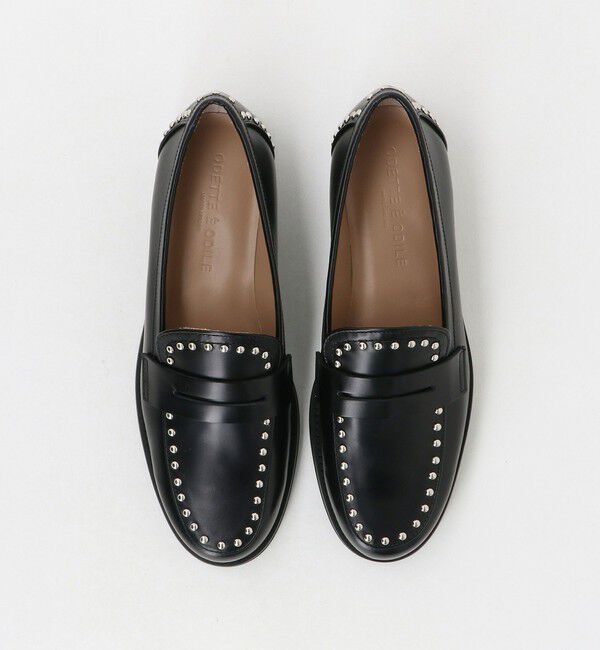 ODETTE E ODILE「スタッズラインローファー フラット20&uarr;」|ローファー|BLACK