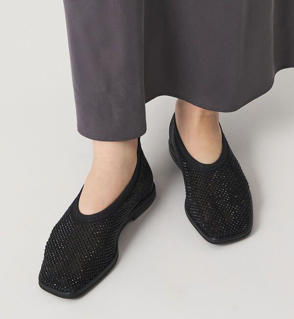 ODETTE E ODILE「スクエアビジューネット フラット10&uarr;」|パンプス|