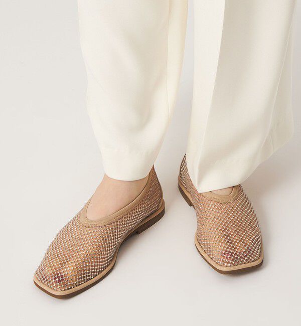 ODETTE E ODILE「スクエアビジューネット フラット10&uarr;」|パンプス|