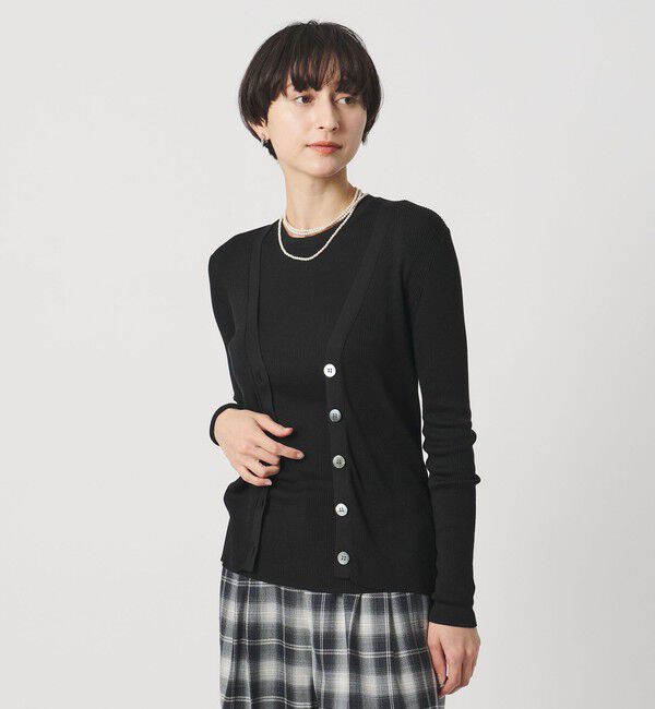 UNITED ARROWS「シルクリブ Vネック カーディガン」|カーディガン|