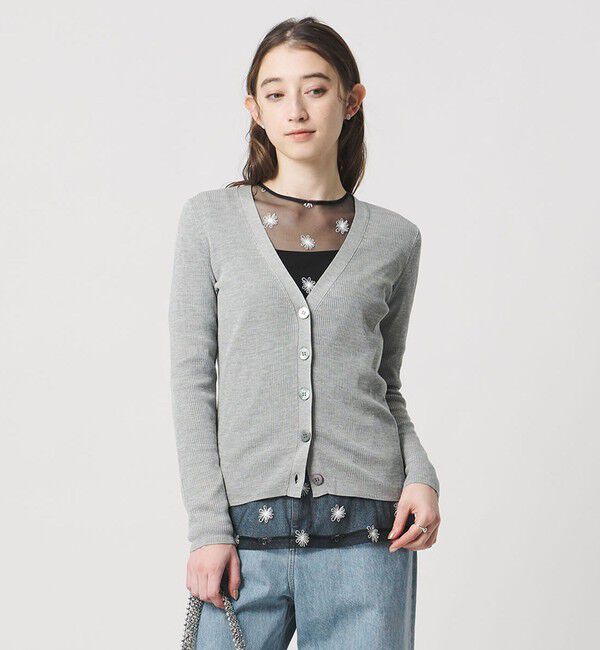 UNITED ARROWS「シルクリブ Vネック カーディガン」|カーディガン|