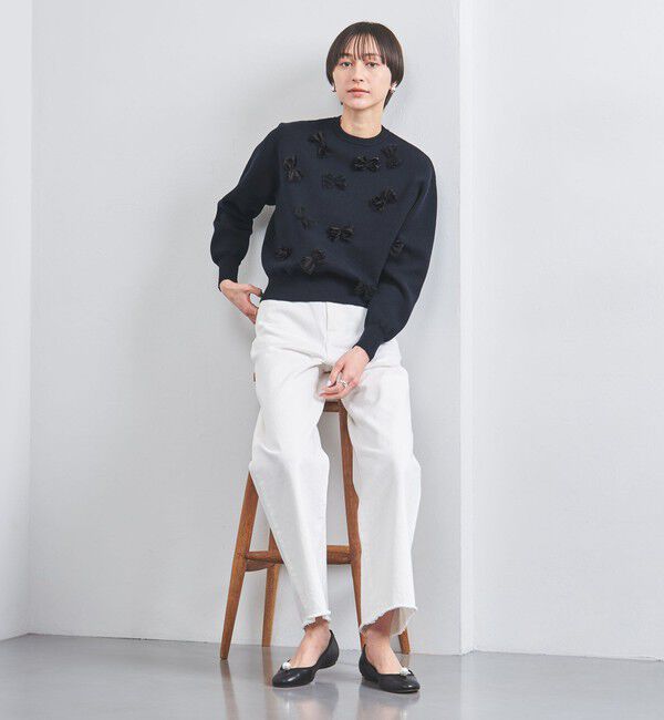 UNITED ARROWS「3D リボン クルーネック ニット」|ニット・セーター|