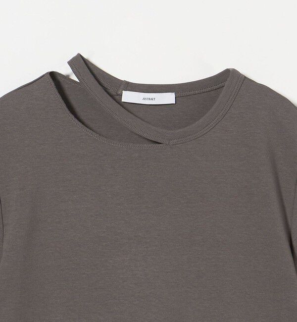 ASTRAET「＜ASTRAET＞フライス エリソデスリット クルーネックTシャツ」|Tシャツ・カットソー|