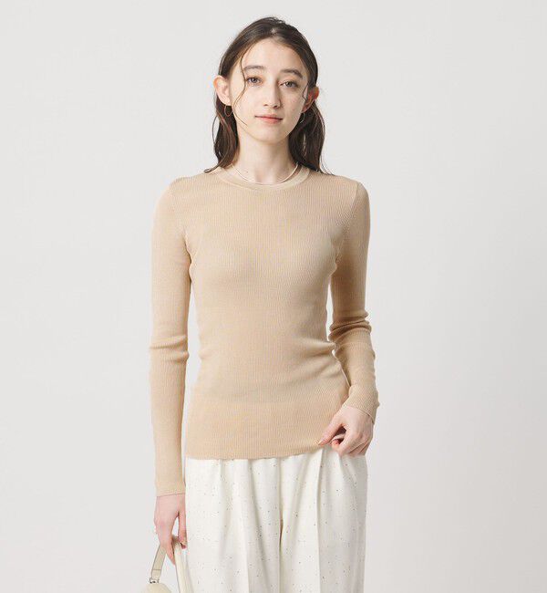 UNITED ARROWS「シルク リブ クルーネック ニット」|ニット・セーター|