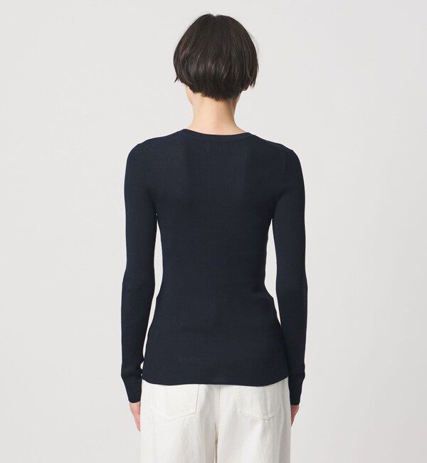 UNITED ARROWS「シルク リブ クルーネック ニット」|ニット・セーター|